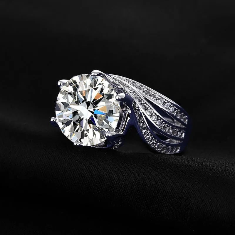 Moissanite luxury full diamond ring Style1 with brilliant moissanite centre stone and diamond-set band