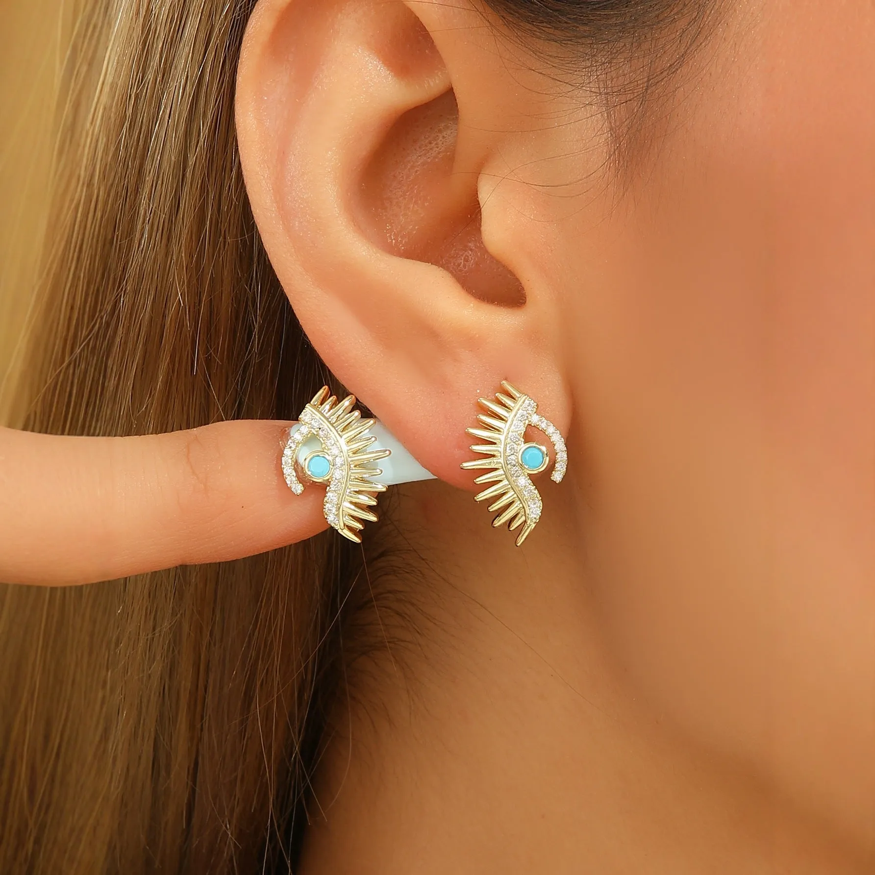 Simple Devil's Eye Earrings in lightweight resin with compact 2cm evil eye motif, available in silver and gold tones