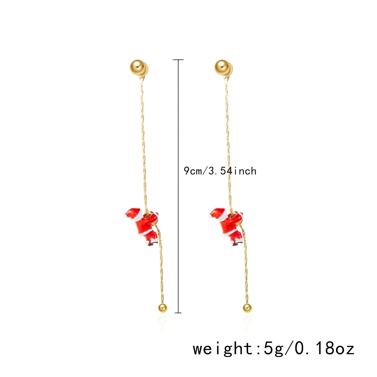 Crawling Santa tassel long asymmetric snowflake earrings in zinc alloy with inlaid diamonds for women
