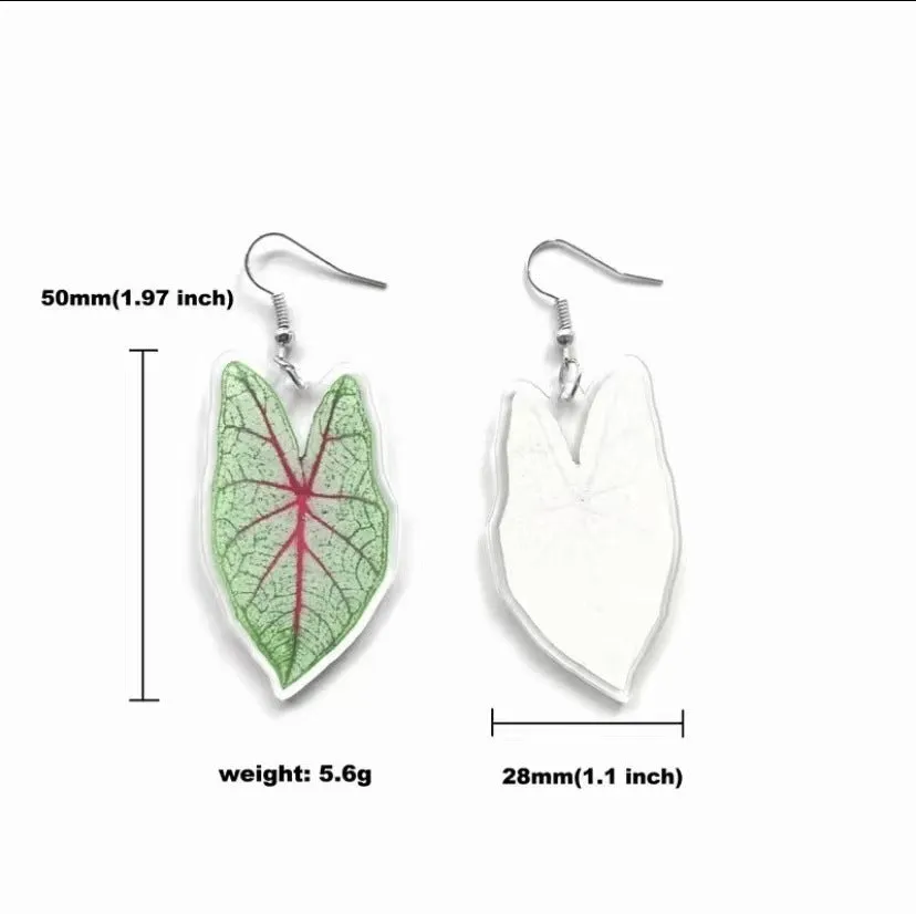 Acrylic flower leaf geometric earrings for women in natural style with three colour options
