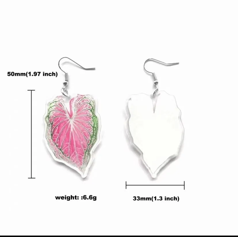 Acrylic flower leaf geometric earrings for women in natural style with three colour options