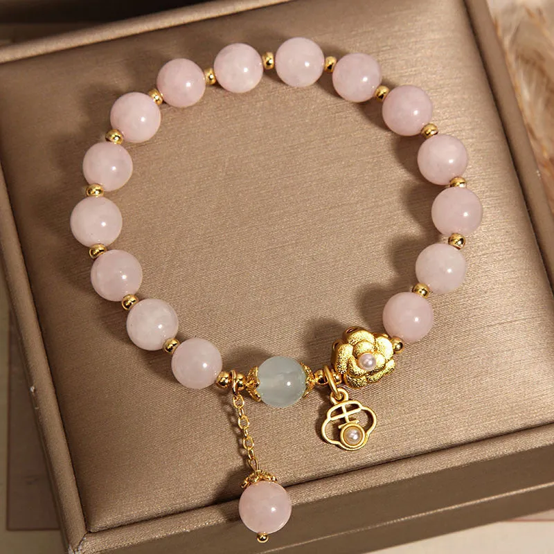Pink crystal flower bracelet for women's fashion jewellery