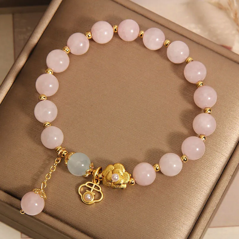 Pink crystal flower bracelet for women's fashion jewellery