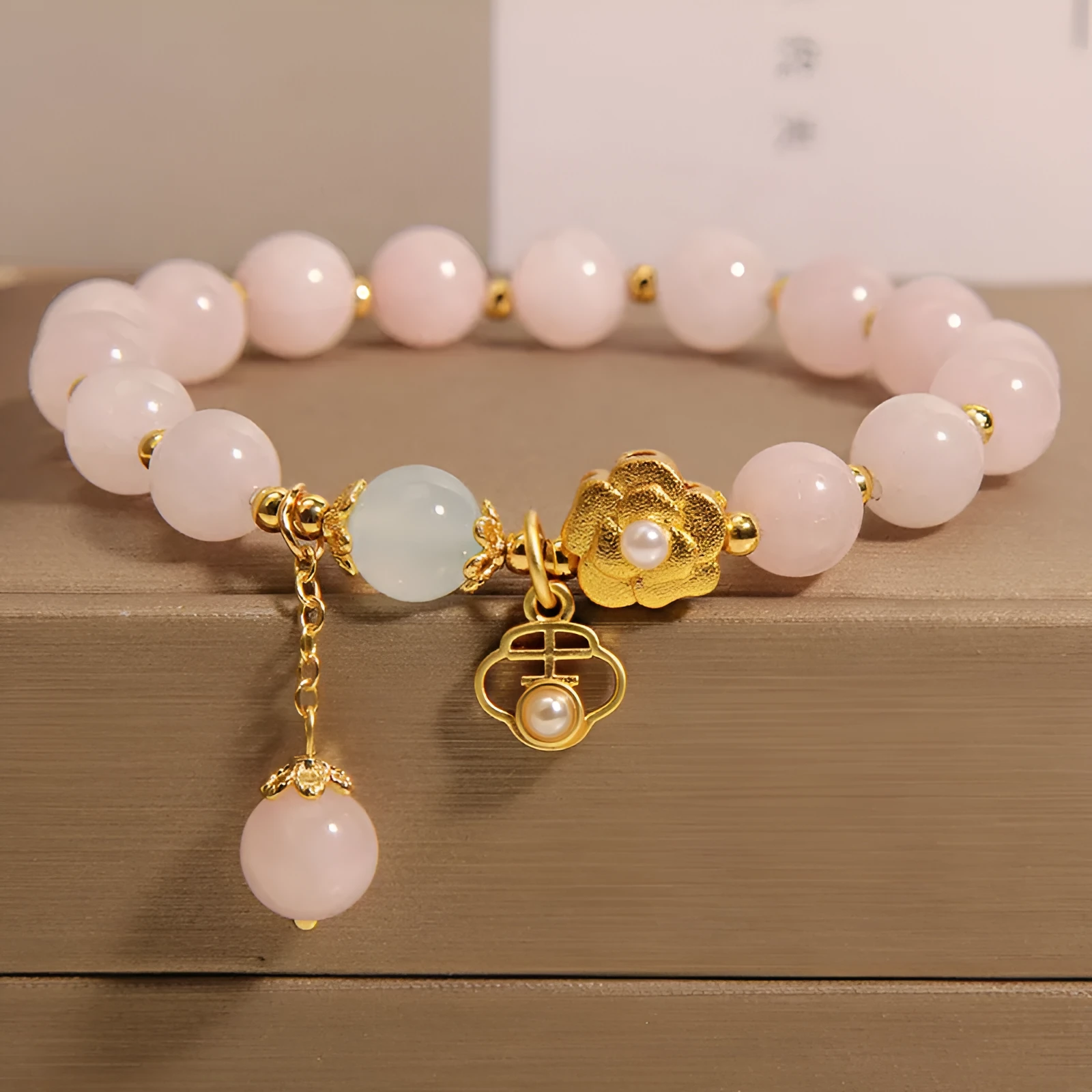 Pink crystal flower bracelet for women's fashion jewellery