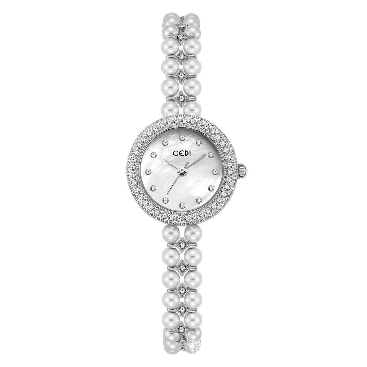 Women's slim alloy quartz bracelet watch silver case blue dial 8mm thickness business style