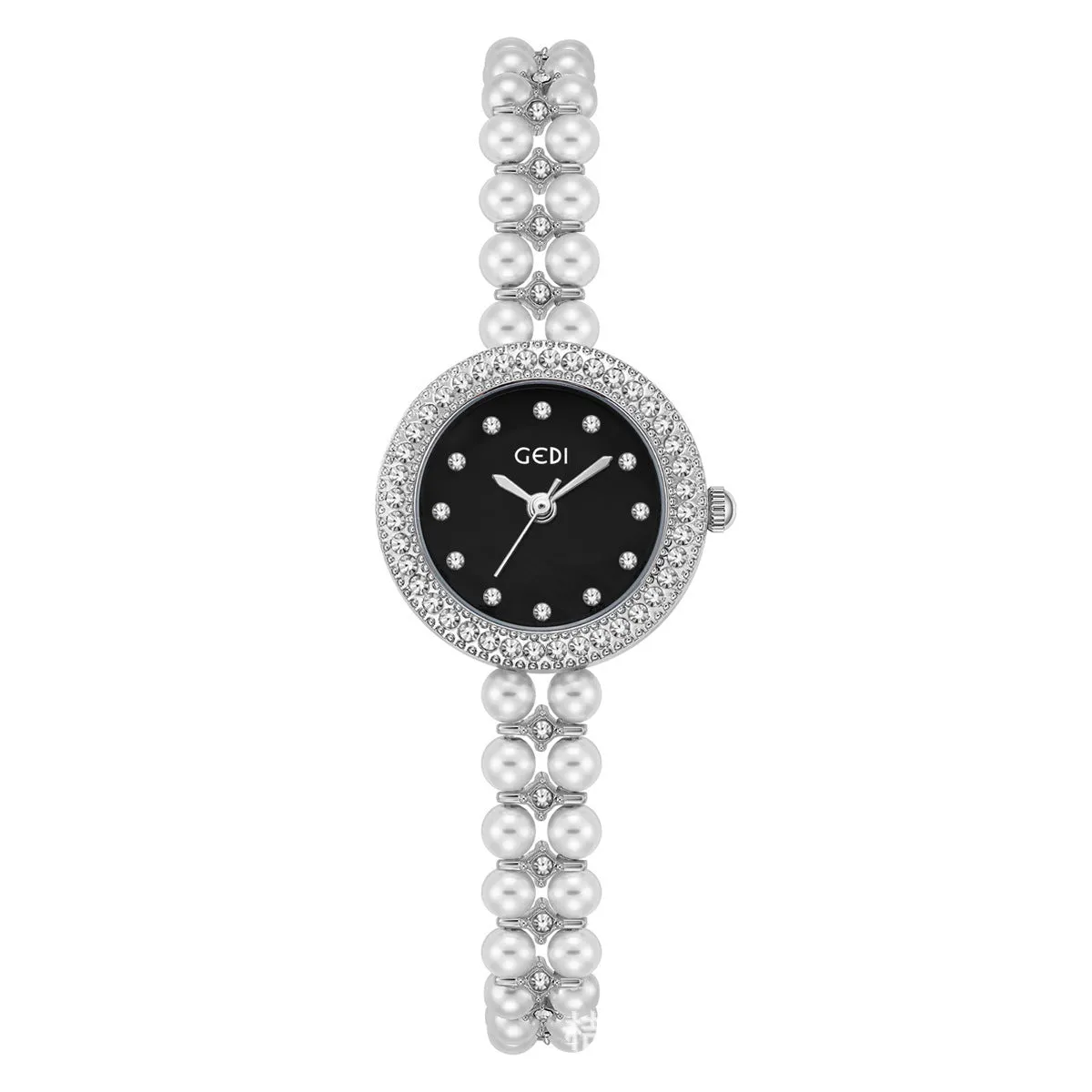 Women's slim alloy quartz bracelet watch silver case blue dial 8mm thickness business style