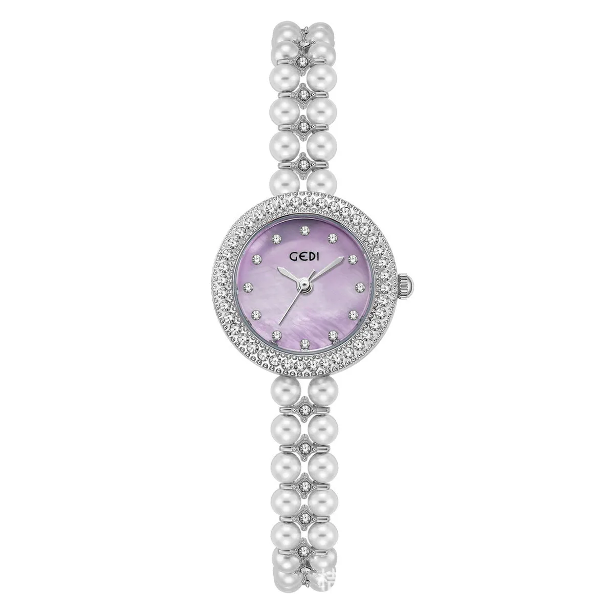 Women's slim alloy quartz bracelet watch silver case blue dial 8mm thickness business style