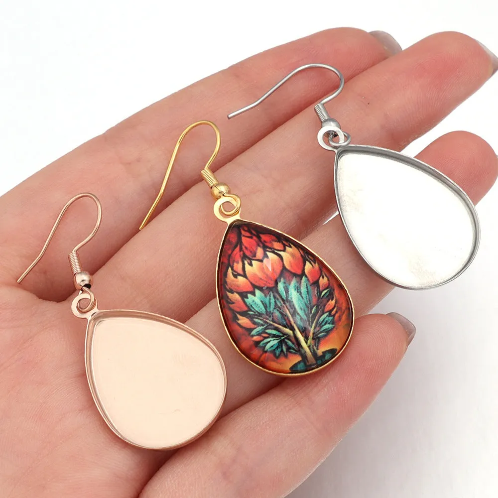 DIY jewellery earring accessory in stainless steel with electroplated finish and Huizhou style pattern