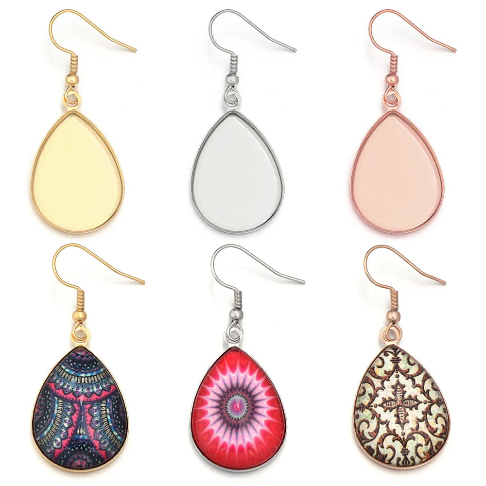 DIY jewellery earring accessory in stainless steel with electroplated finish and Huizhou style pattern