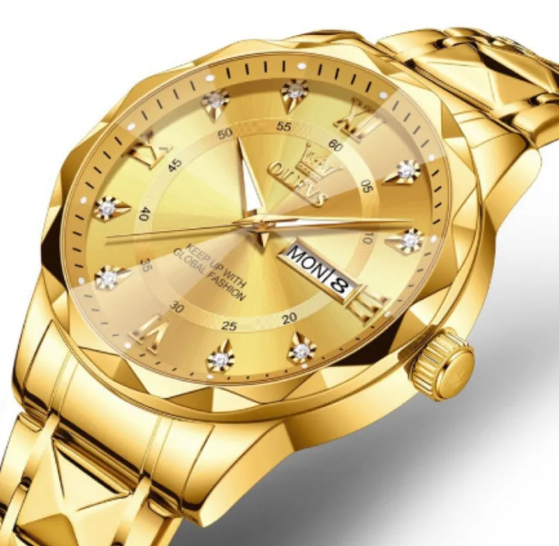 OLEVS 2025 men's luminous quartz watch with steel band and 11mm thickness