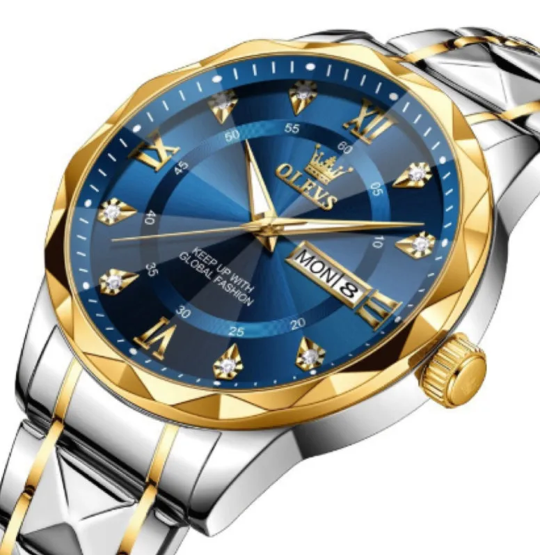 OLEVS 2025 men's luminous quartz watch with steel band and 11mm thickness