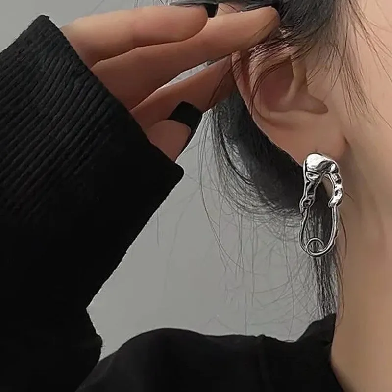 Asymmetric heart tassel drop earrings in alloy with electroplated finish, fruit shape, for women