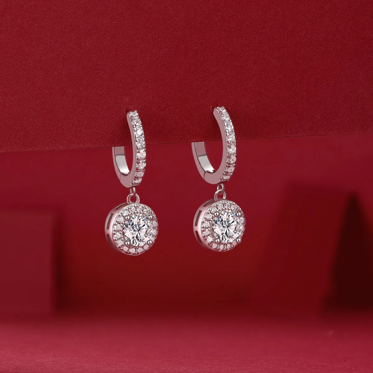 0.5-carat moissanite stud earrings S925 silver platinum-plated gift box jewellery