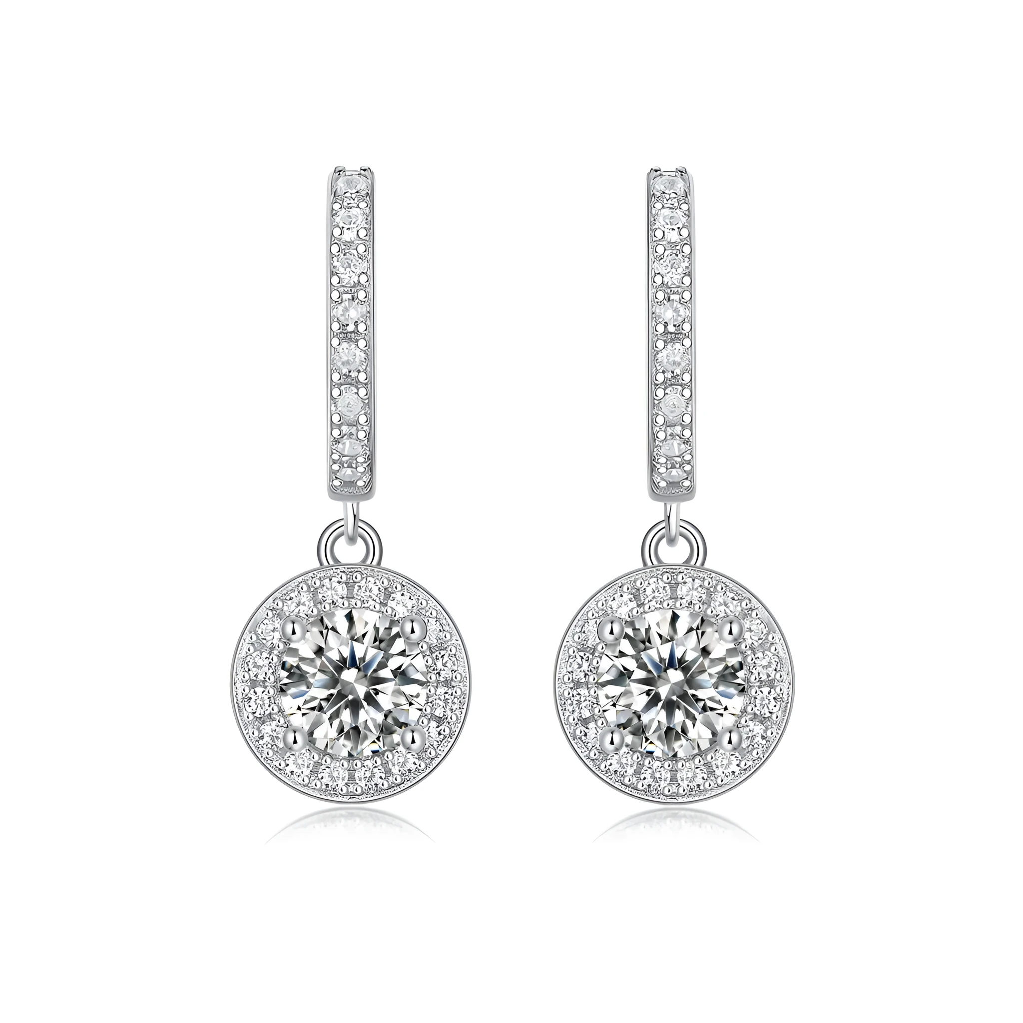 0.5-carat moissanite stud earrings S925 silver platinum-plated gift box jewellery