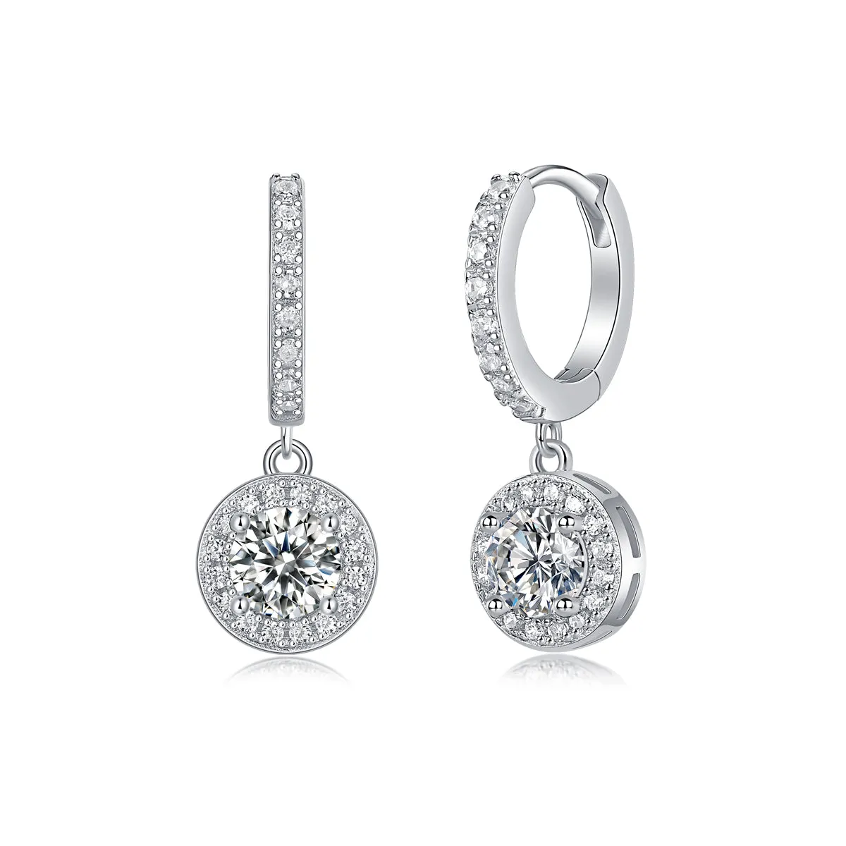0.5-carat moissanite stud earrings S925 silver platinum-plated gift box jewellery