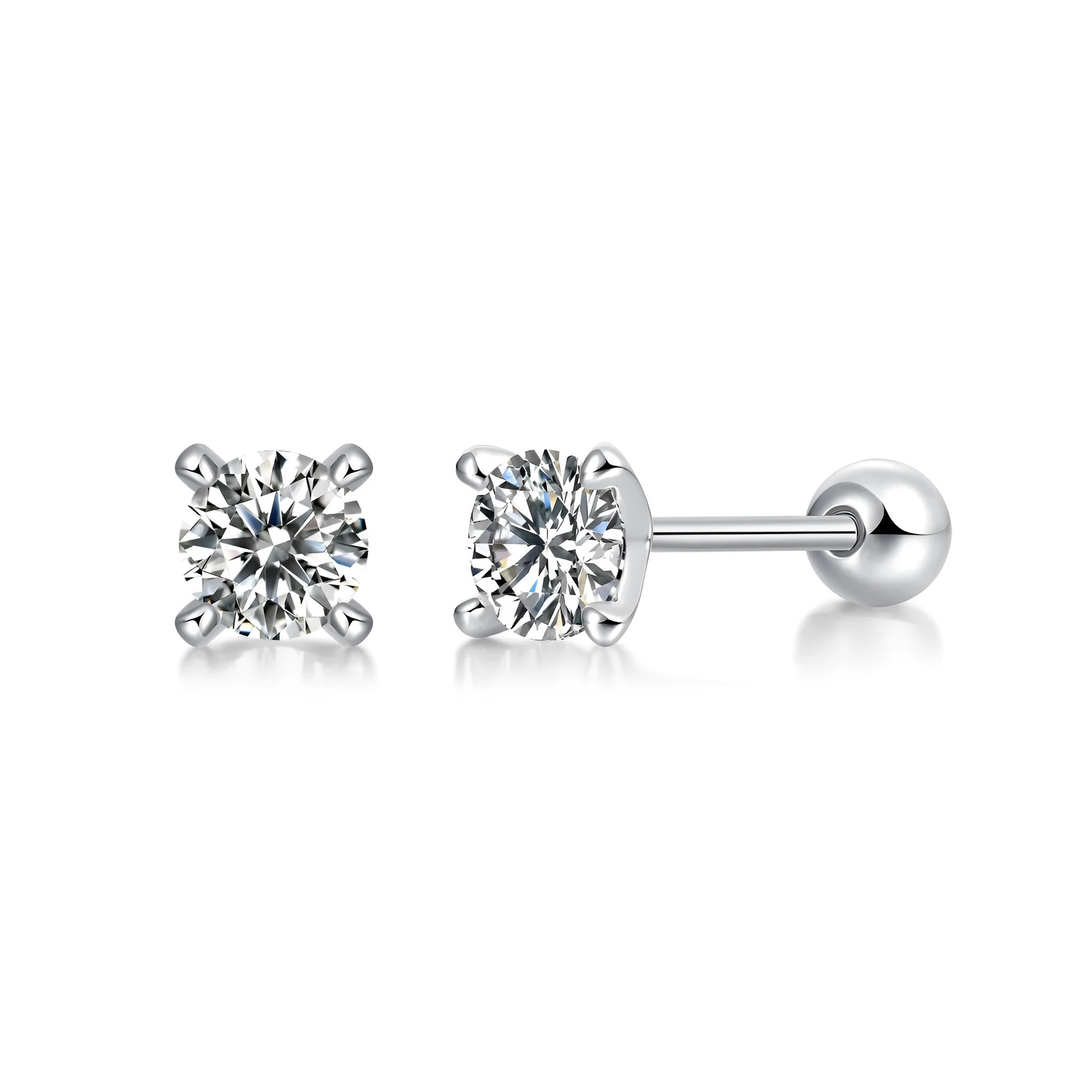 Time Imprint 0.5-carat moissanite stud earrings set in platinum-plated S925 silver with gift box and GRA certificate