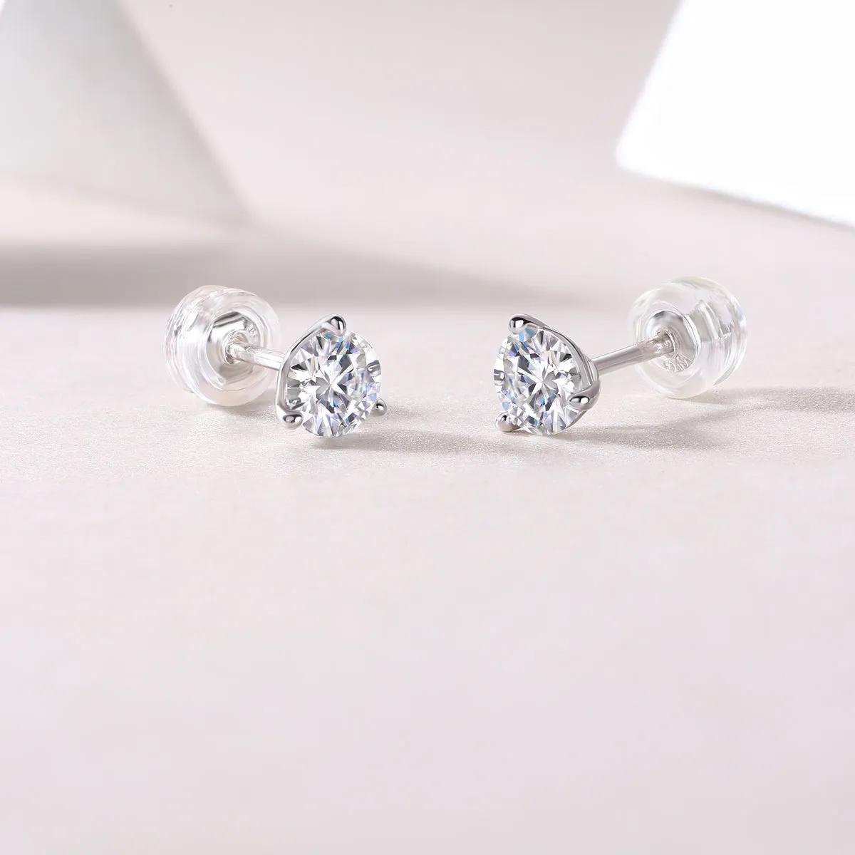 Frozen Frame 0.5-carat moissanite stud earrings in S925 silver platinum-plated gold colour gift box