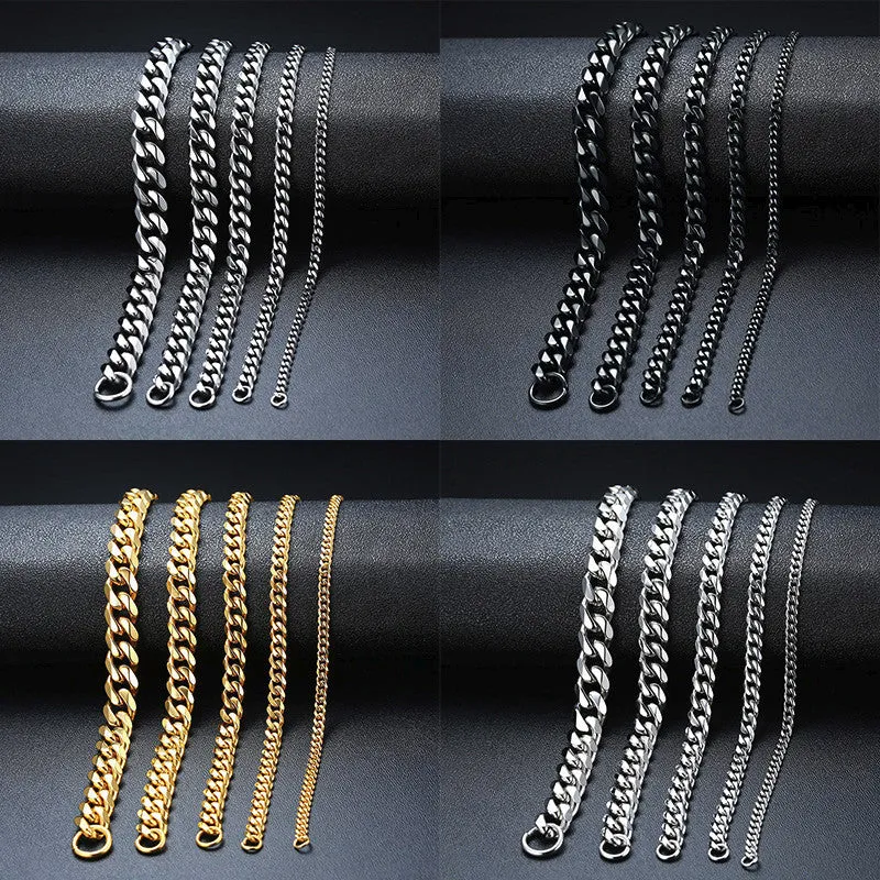 Men's golden Cuban chain necklace 22cm geometric links electroplated metal gold colour