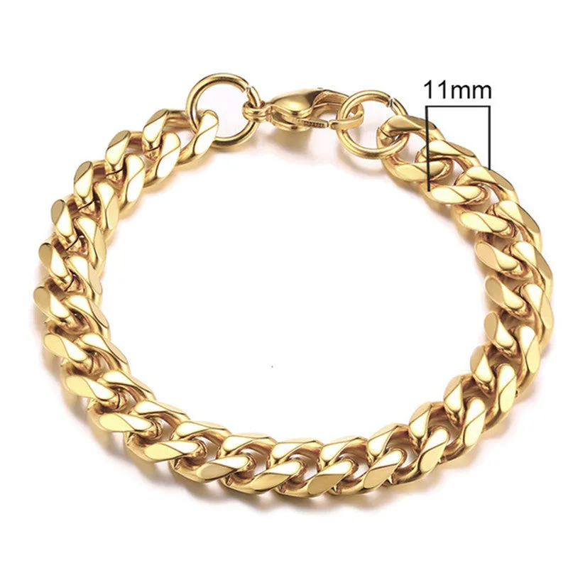 Men's golden Cuban chain necklace 22cm geometric links electroplated metal gold colour