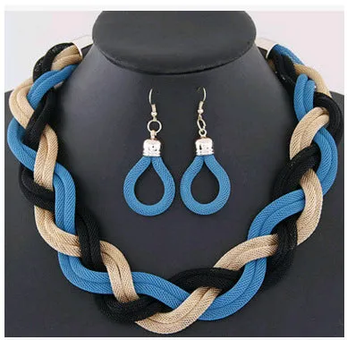 Hand-woven rope necklace chain for women, zinc alloy, 53cm length, showing textured weave