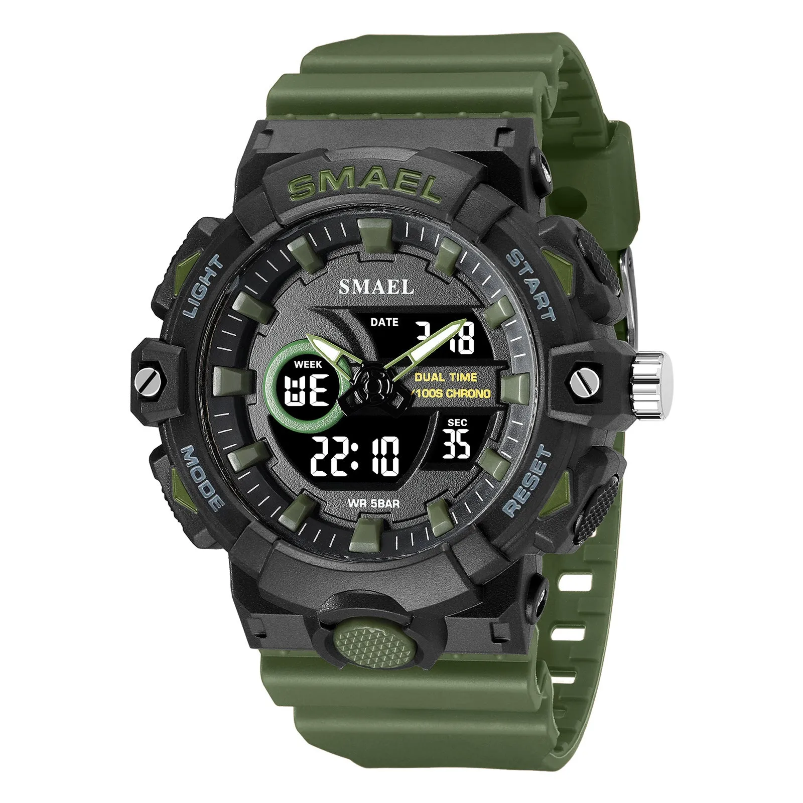 Sports waterproof outdoor student watch with 45mm round dial and plastic strap