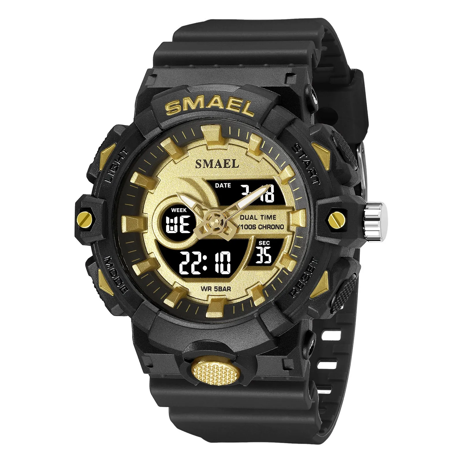 Sports waterproof outdoor student watch with 45mm round dial and plastic strap