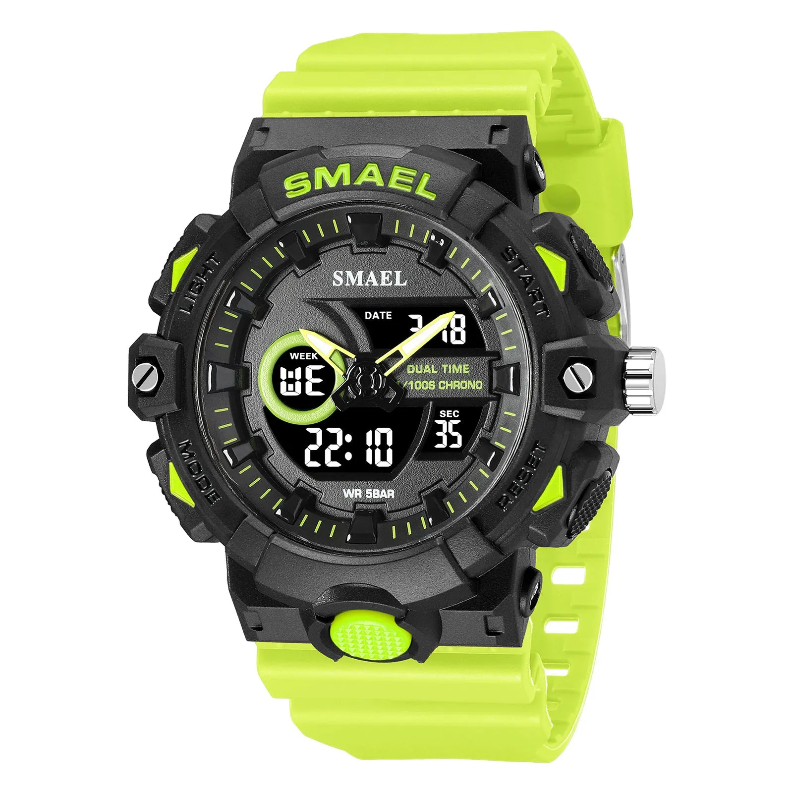 Sports waterproof outdoor student watch with 45mm round dial and plastic strap