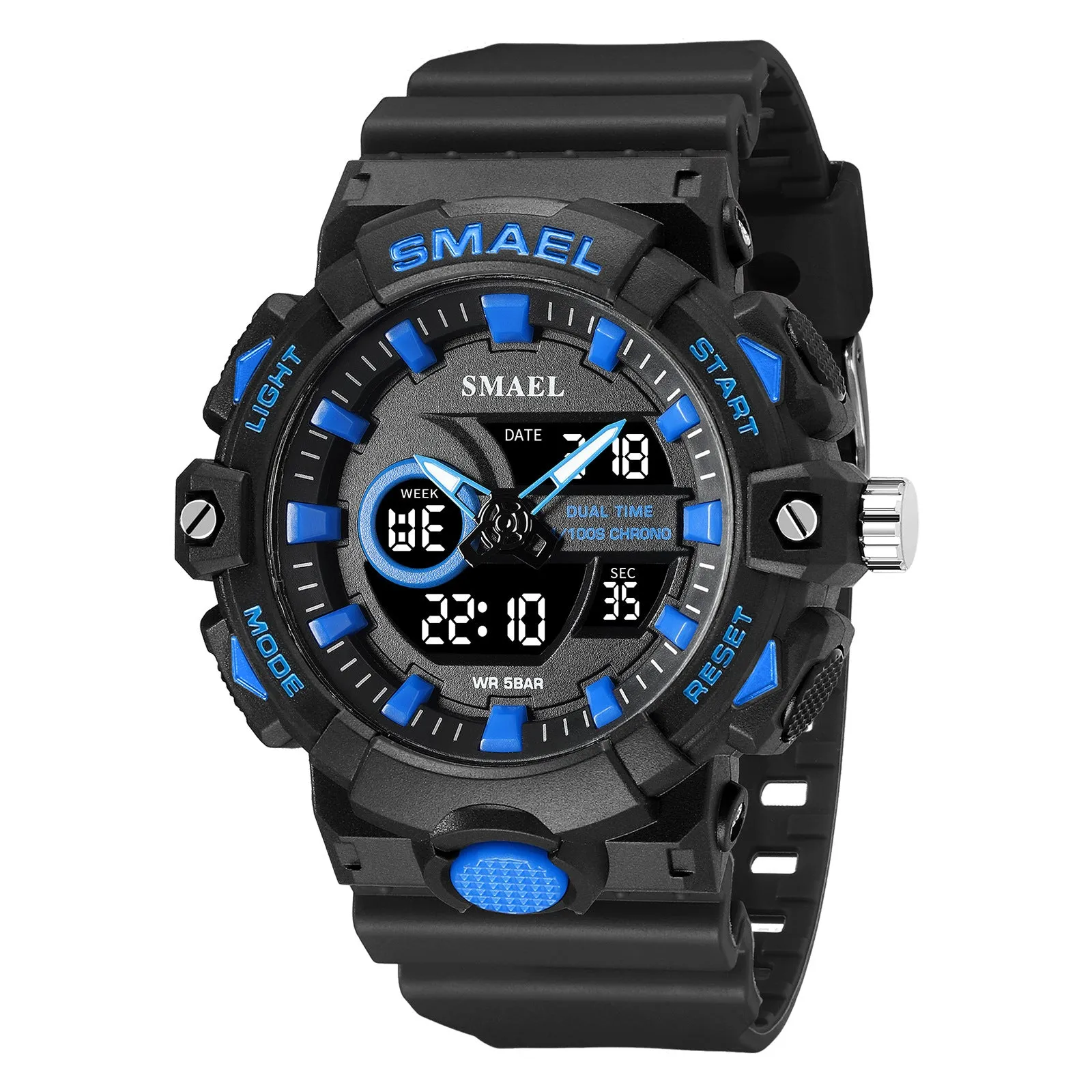 Sports waterproof outdoor student watch with 45mm round dial and plastic strap
