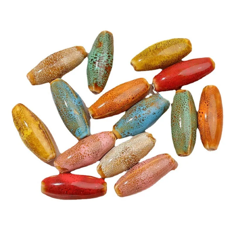 Ceramic bullet beads in seven colours for jewellery making and bracelet braiding