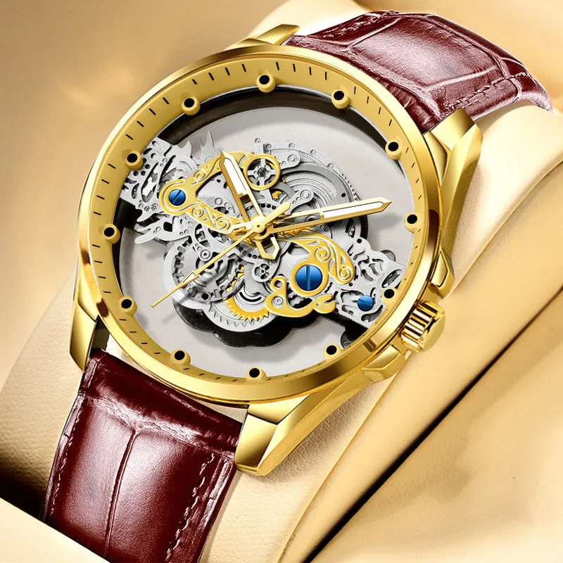 Double-sided skeleton automatic watch 40mm stainless steel luminous tourbillon business wristwatch