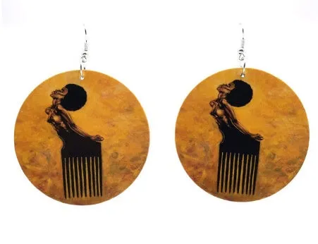 Wooden print earrings in letter shape for women, 8 colour options