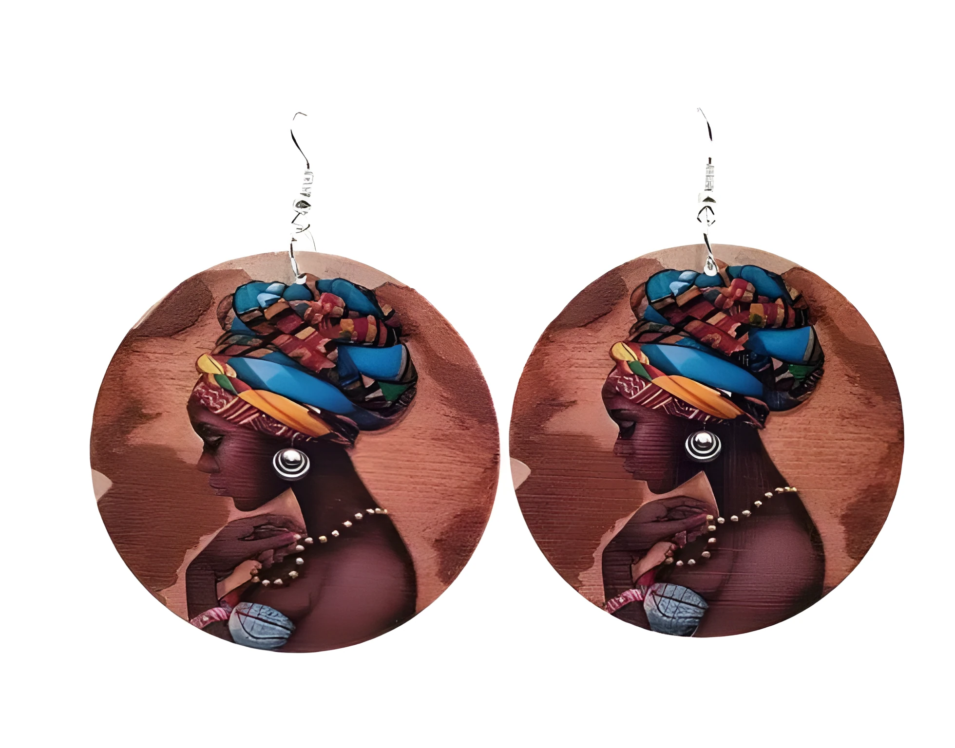 Wooden print earrings in letter shape for women, 8 colour options