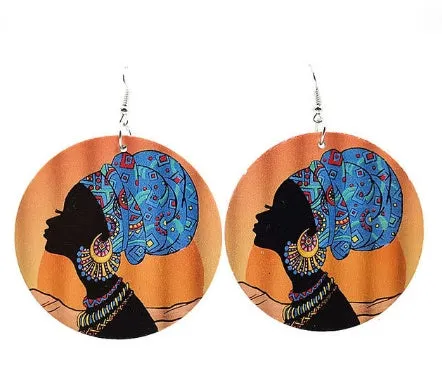 Wooden print earrings in letter shape for women, 8 colour options