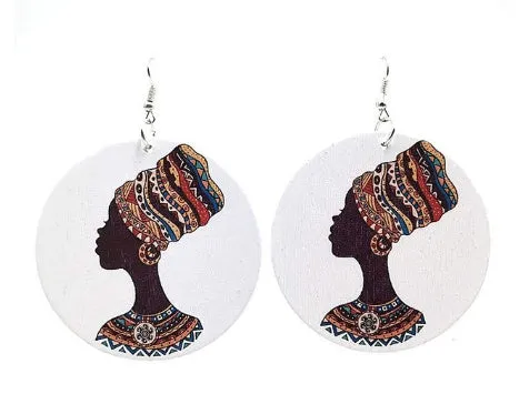 Wooden print earrings in letter shape for women, 8 colour options