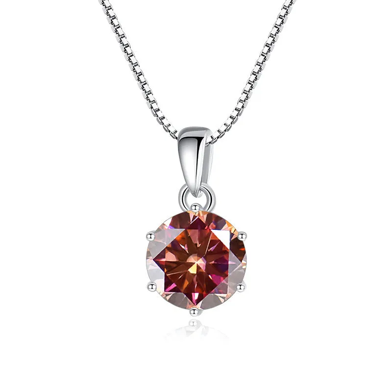 925 silver round moissanite pendant on snake chain, 1 carat 6.5mm stone, animal zodiac style