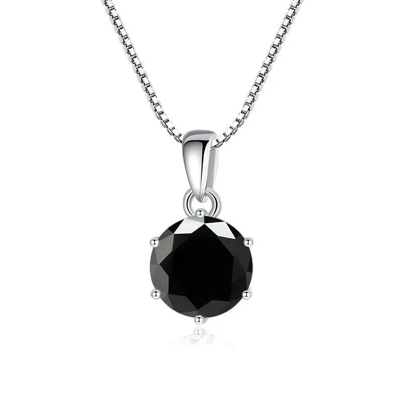 925 silver round moissanite pendant on snake chain, 1 carat 6.5mm stone, animal zodiac style