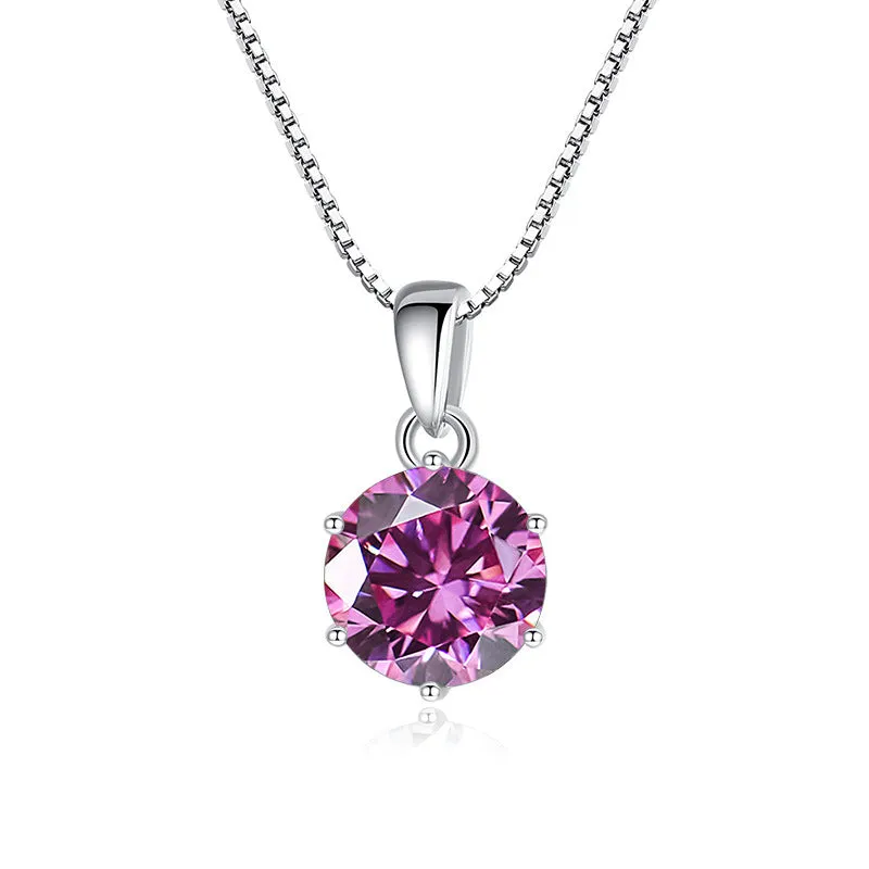 925 silver round moissanite pendant on snake chain, 1 carat 6.5mm stone, animal zodiac style
