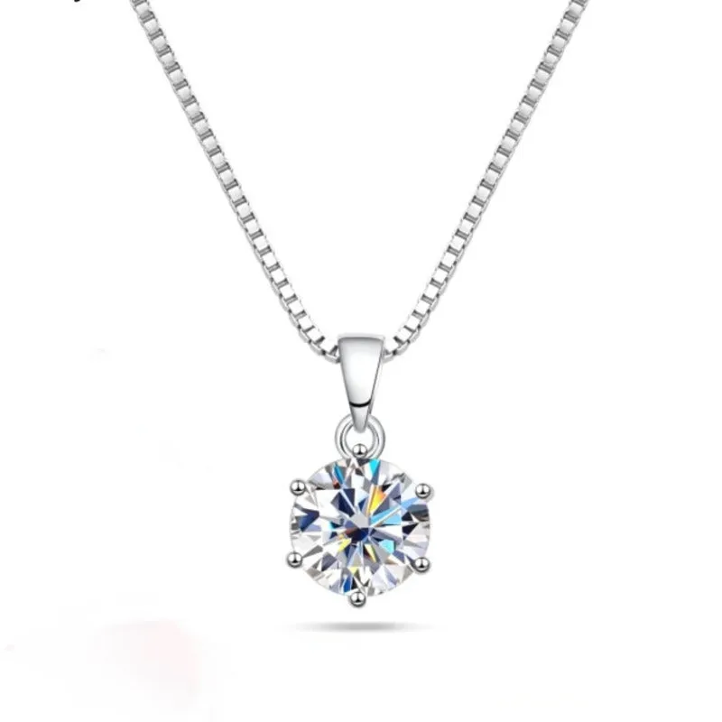 925 silver round moissanite pendant on snake chain, 1 carat 6.5mm stone, animal zodiac style