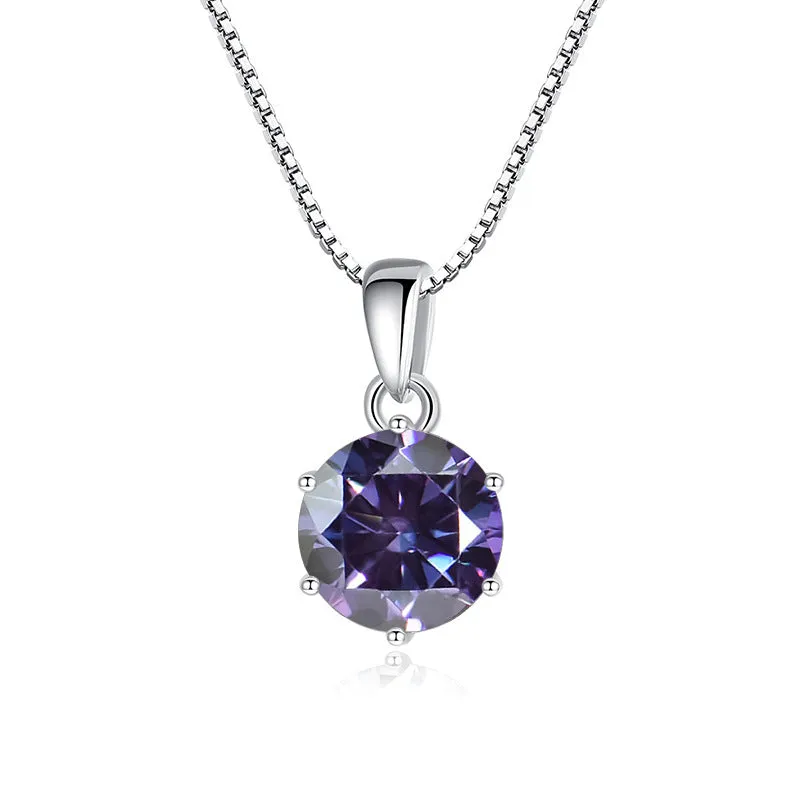 925 silver round moissanite pendant on snake chain, 1 carat 6.5mm stone, animal zodiac style