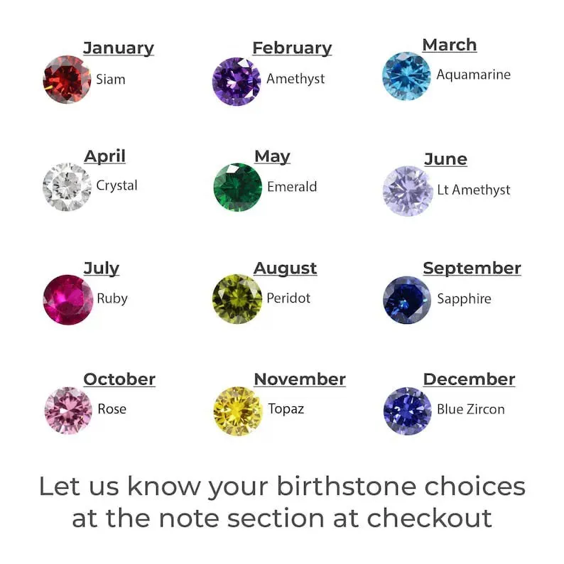 Silver tone copper birthday stone ring with personalised monthly birthstone option