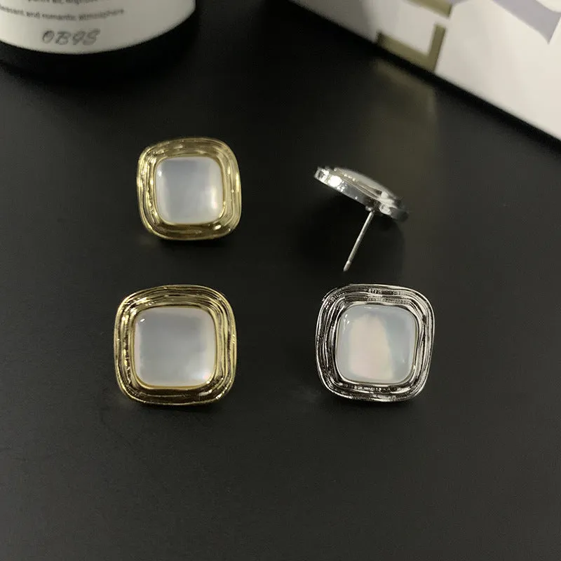 Simple geometric drop earrings made from natural shell, available in two styles, lightweight for daily wear.
