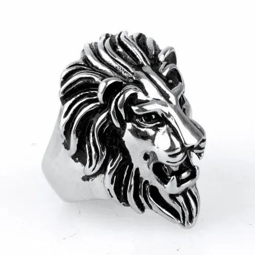 Personality punk lion head ring for men in alloy, available in gold and silver, geometric shape, sizes 7 to 15