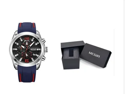 Multifunctional quartz sports watch with 46mm dial, silicone strap, and alloy case in black