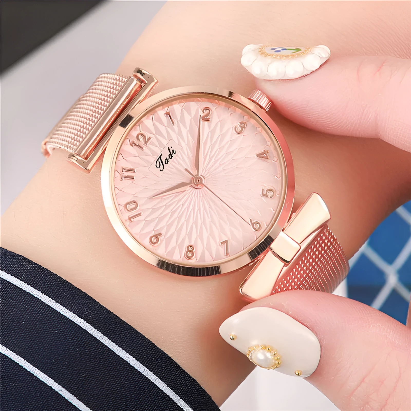 Women's digital sunflower watch with bowknot design, stainless steel strap, 33mm dial, mineral glass, pin buckle, available in multiple colours