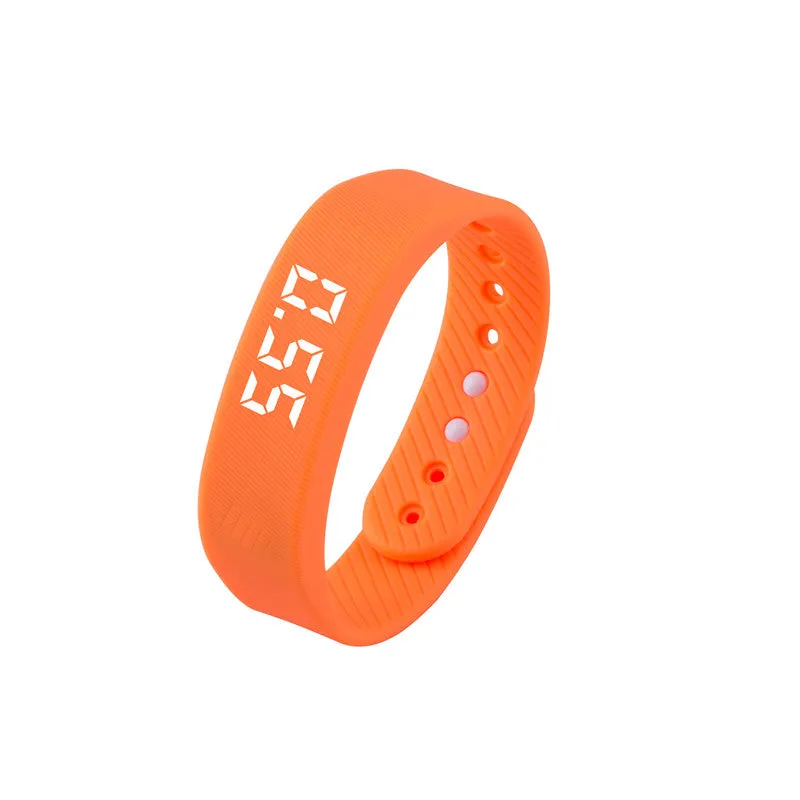 3D smart sports pedometer bracelet with 1.8 inch screen on a wrist, food grade silicone band in rose red