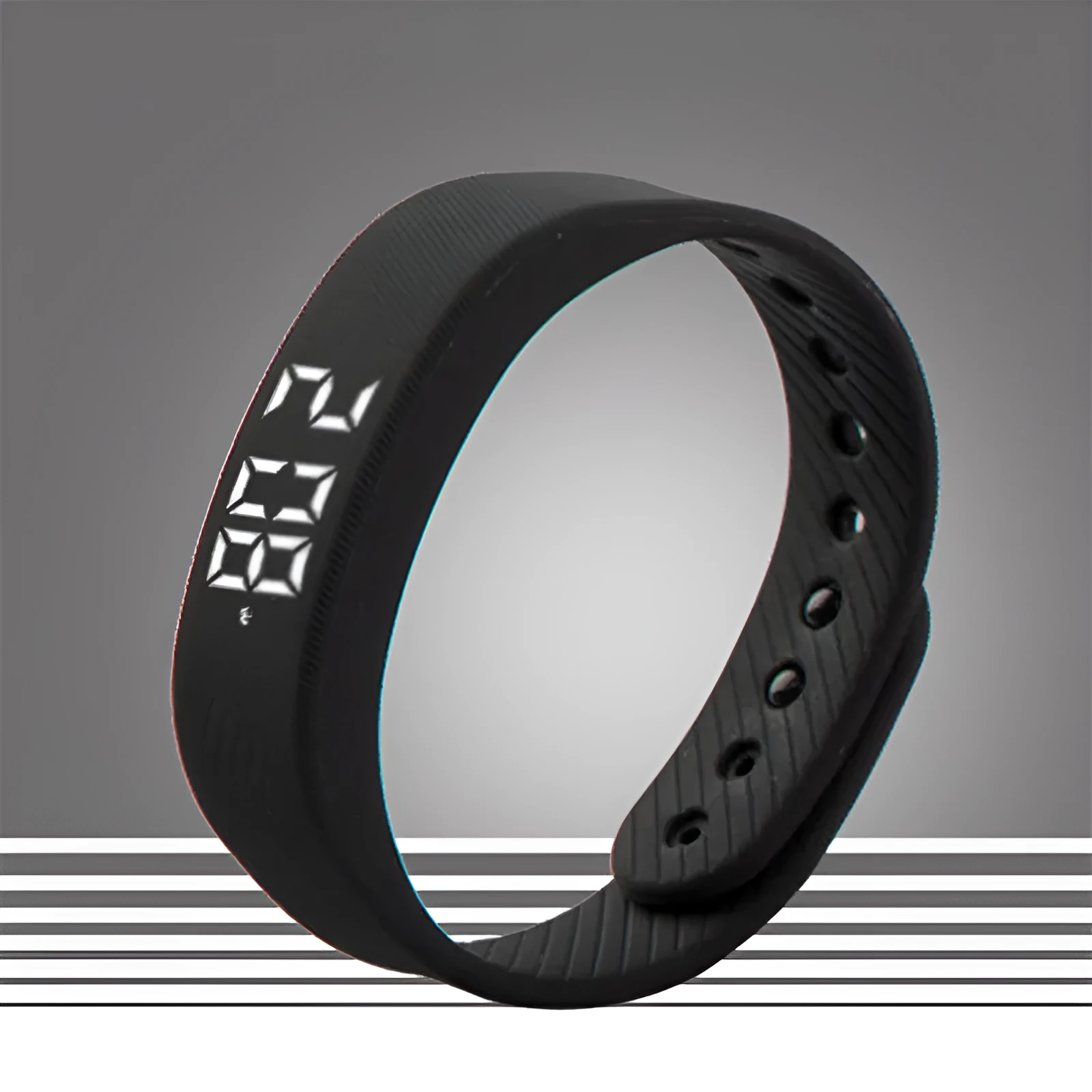 3D smart sports pedometer bracelet with 1.8 inch screen on a wrist, food grade silicone band in rose red