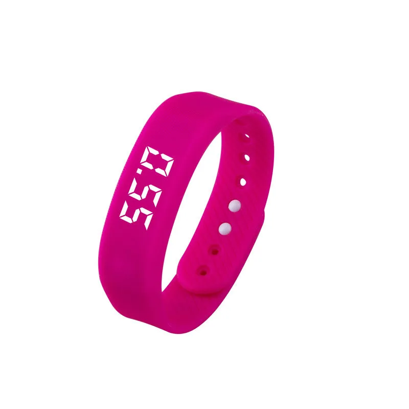 3D smart sports pedometer bracelet with 1.8 inch screen on a wrist, food grade silicone band in rose red