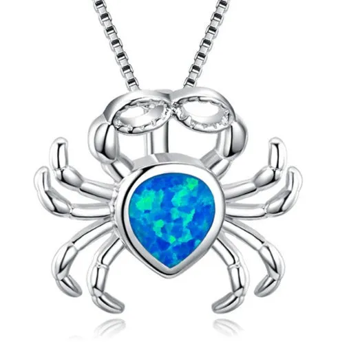Silver filled blue opal sea turtle pendant necklace with vintage finish