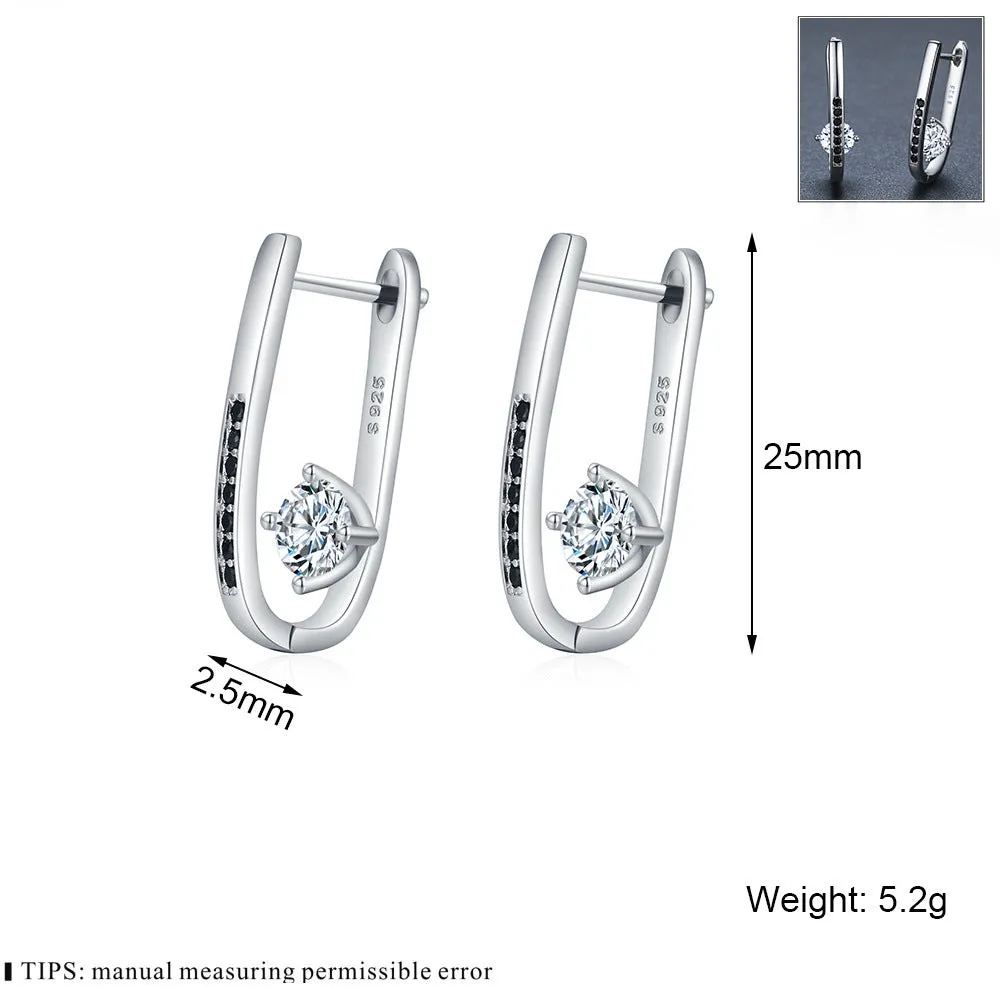 Black copper U-shaped ellipse earrings for women simple natural style design