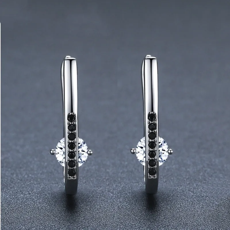 Black copper U-shaped ellipse earrings for women simple natural style design
